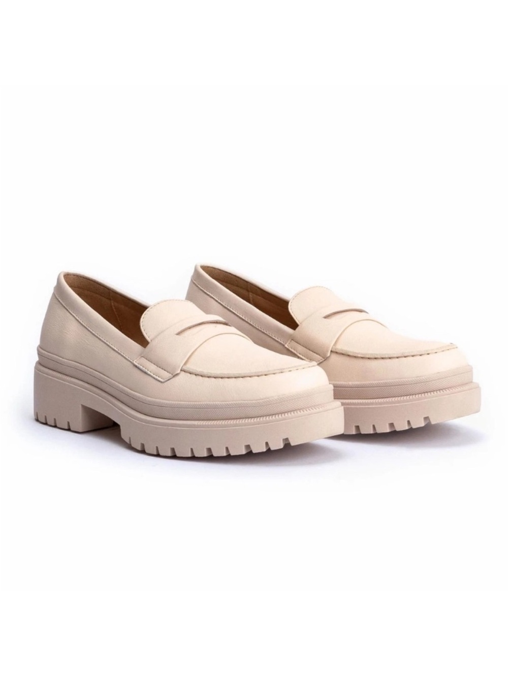 Patina by portland leather company zoe chunky penny loafer cream womens 10